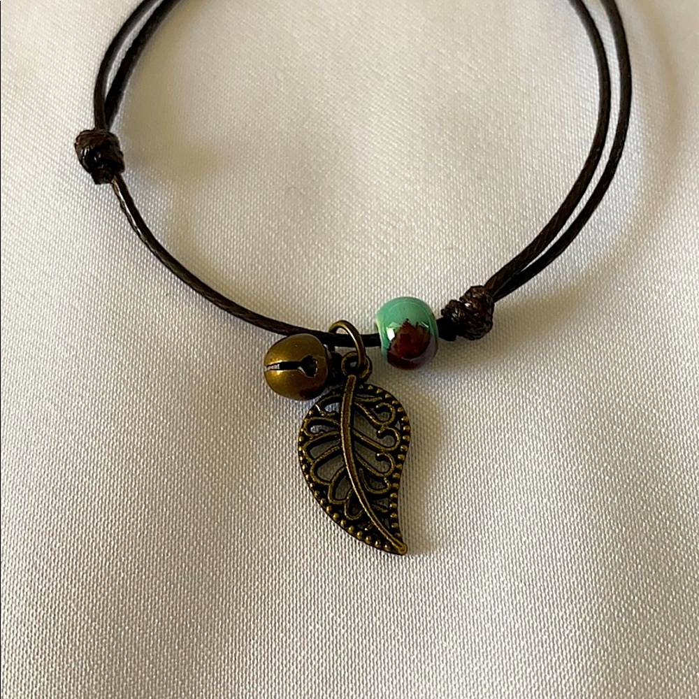 Ceramic Bead Charm Leaf Bracelet BOHO Bolo - Picture 4 of 6